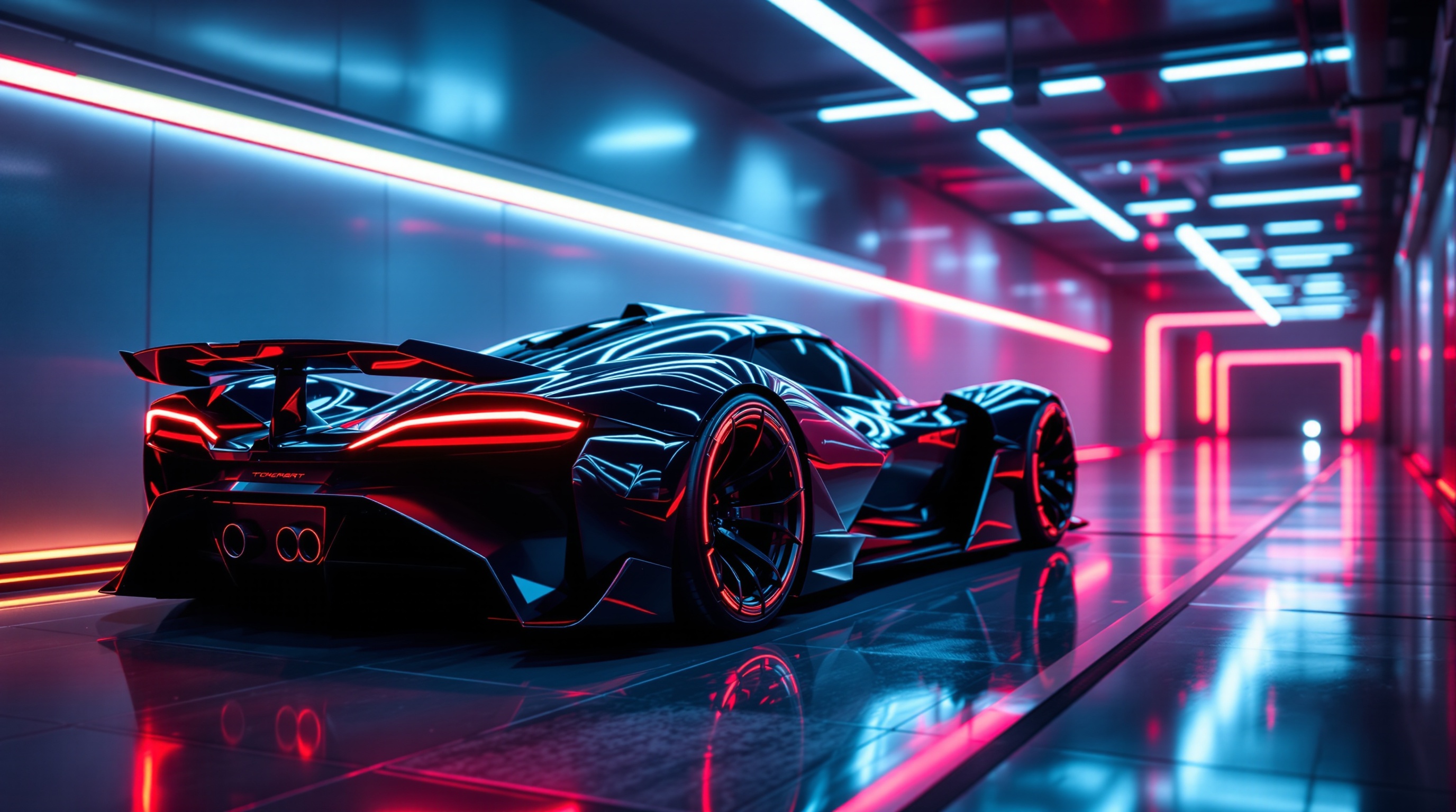 Hypercar in Neon Garage