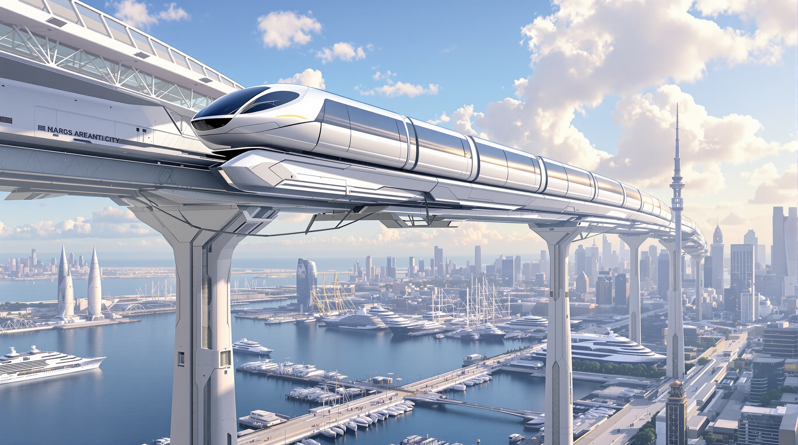 Monorail Over Future Harbor