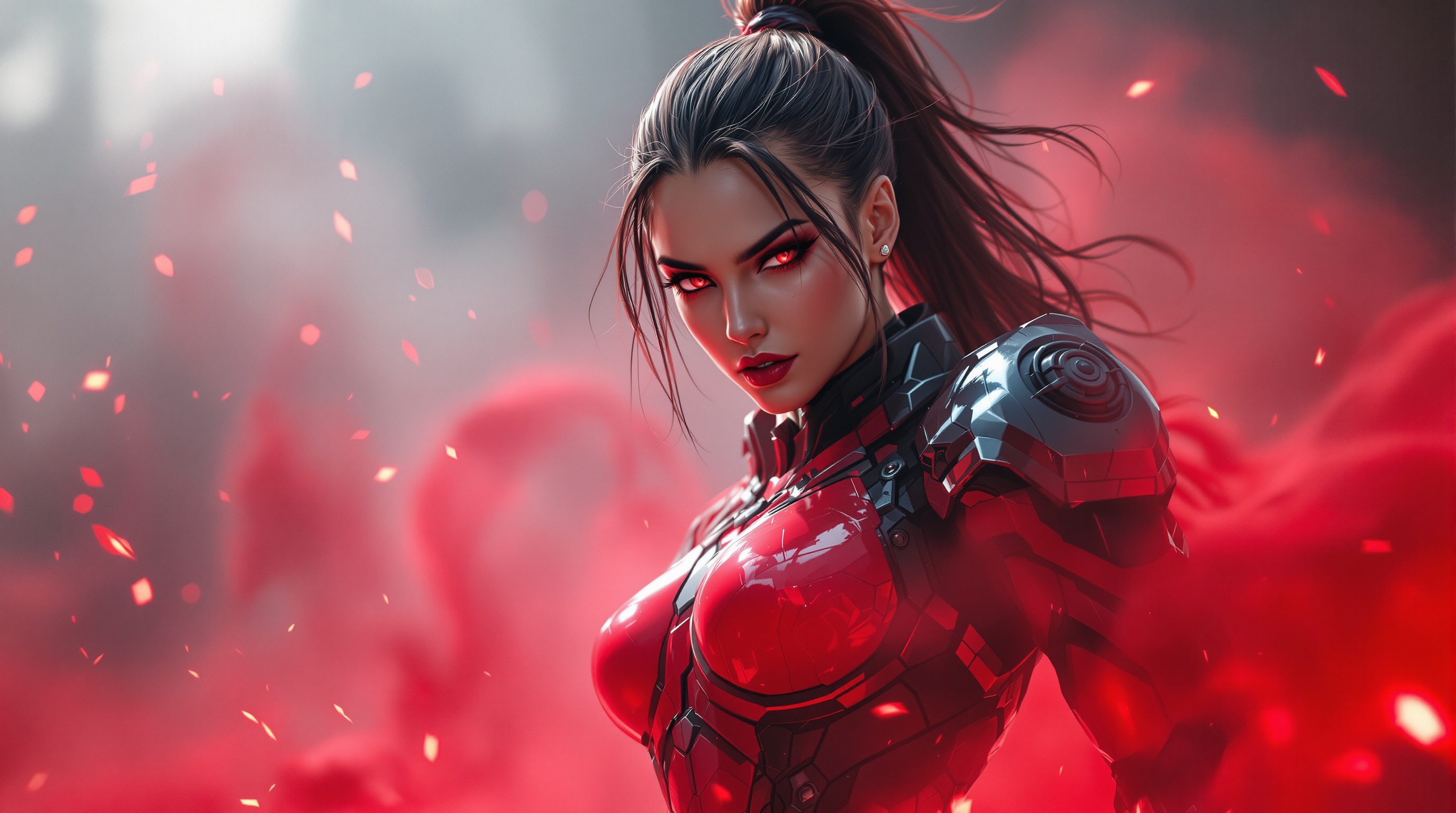 Sci-Fi Warrior in Red Mist