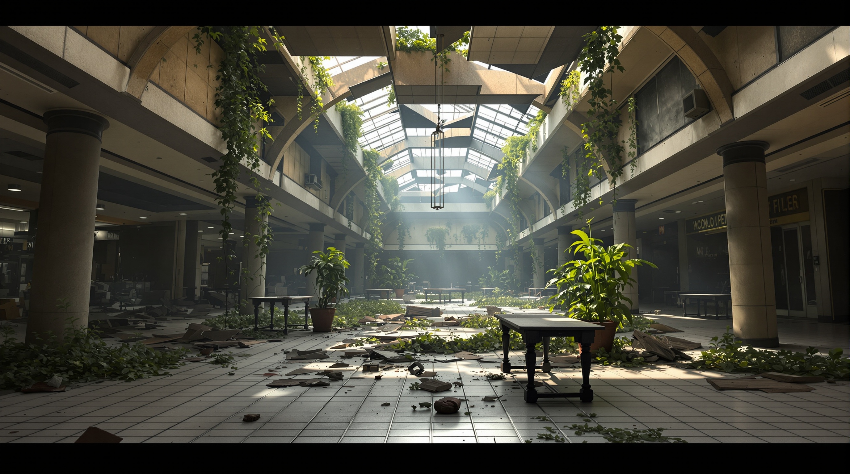 Deserted Mall After Collapse