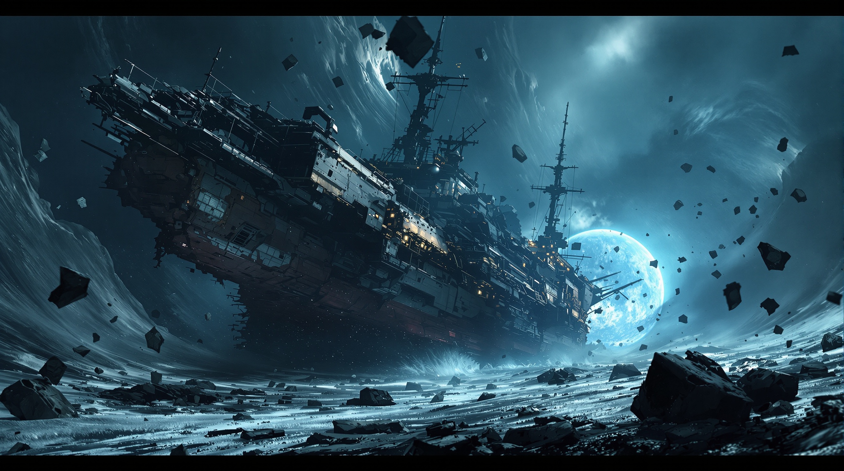 Salvage Freighter Near Wreck