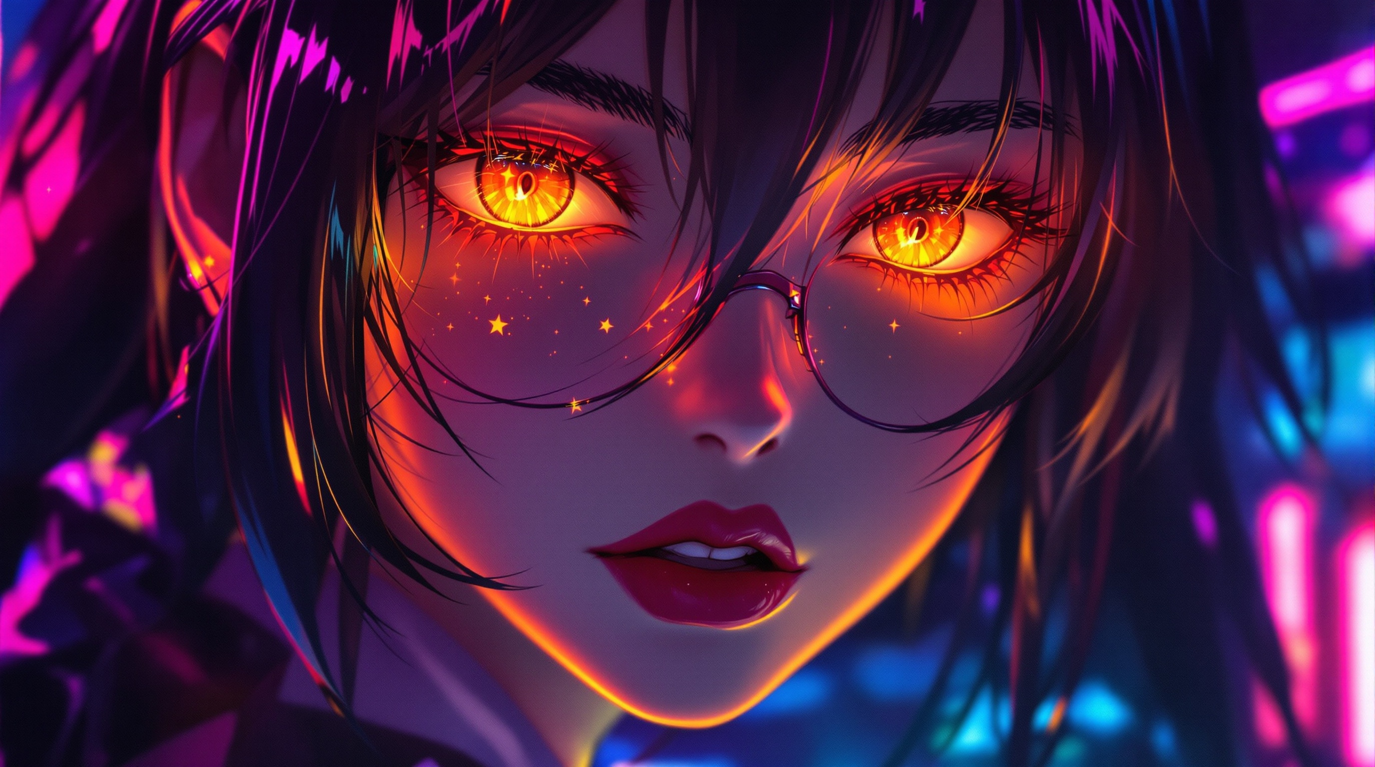 Neon Anime Portrait