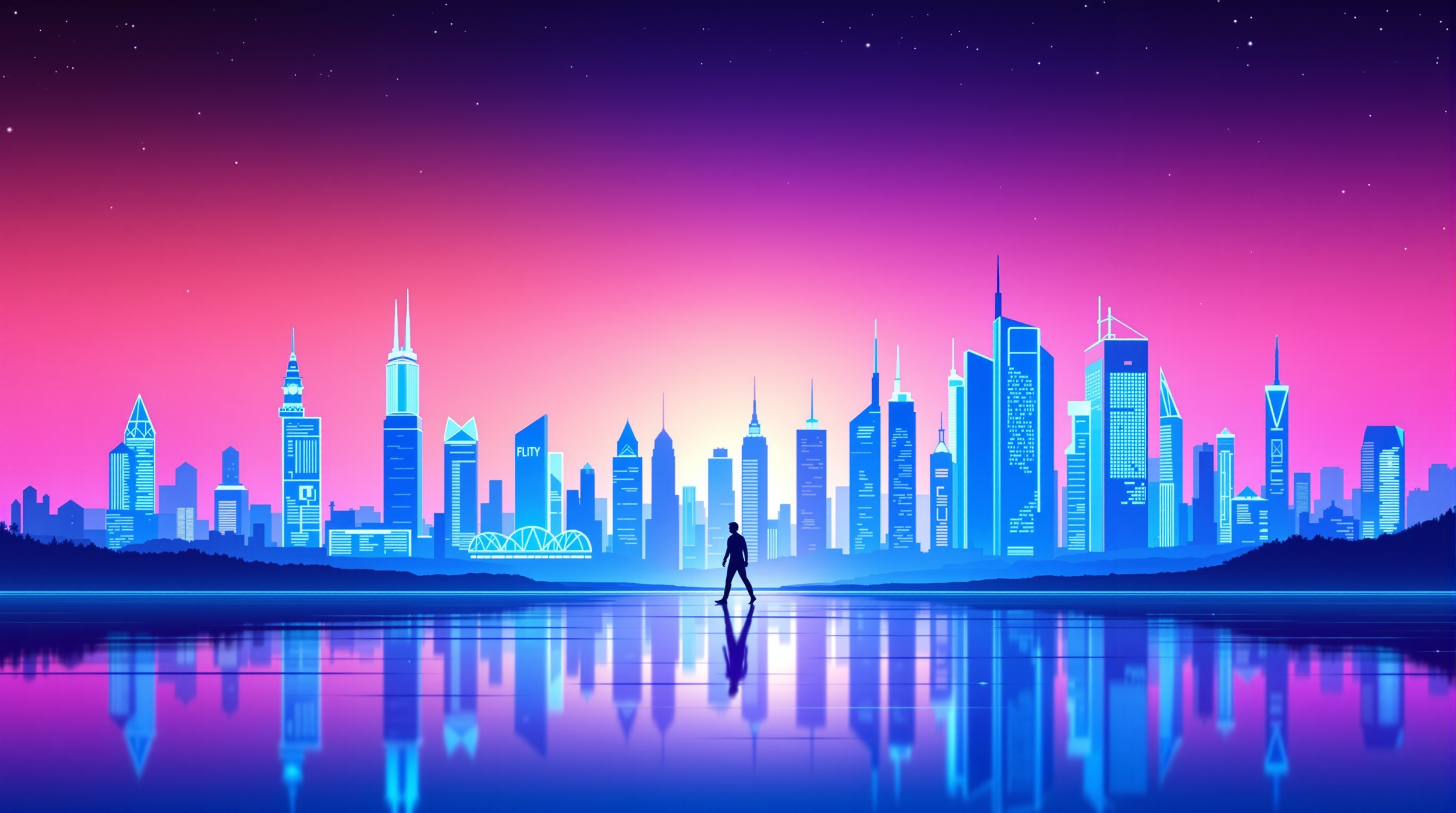 Neon City Silhouette