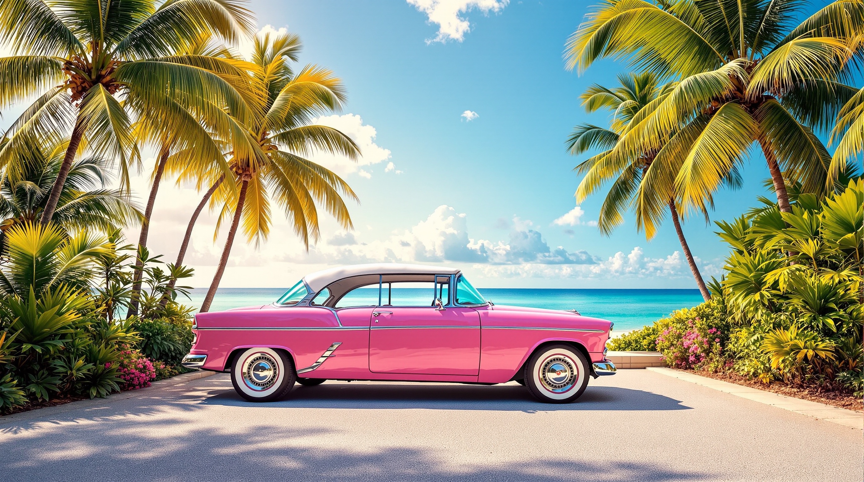 Pink Car Tropical